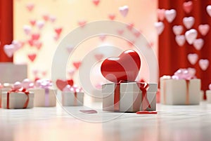 gift box with hearts gift box with heartheart, love, box, rose, present, flower, holiday, romance, celebration, birthday, red,