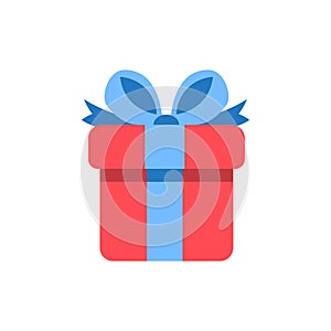 Gift box icon - holiday present graphic symbol - giftbox icon - flat vector illustration isolated on white background.