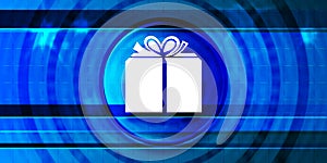 Gift box icon optimum prime digital smart blue banner background abstract futuristic motion illustration