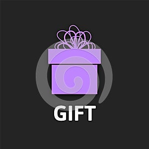 Gift box icon with ribbon, flat design