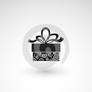 Gift box icon with ribbon, wrapping pattern design