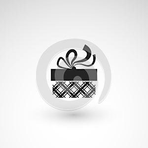 Gift box icon with ribbon, wrapping pattern design