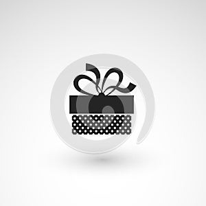 Gift box icon with ribbon, wrapping pattern design