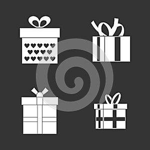 Gift box icon set grey vector