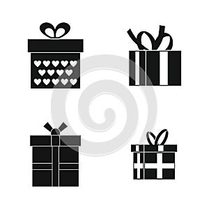 Gift box icon set, simple style