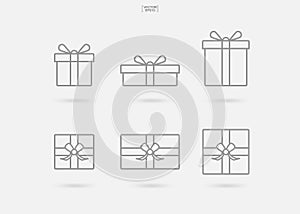 Gift box icon set. Vector.