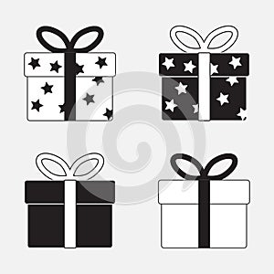Gift box icon set. Vector illustration