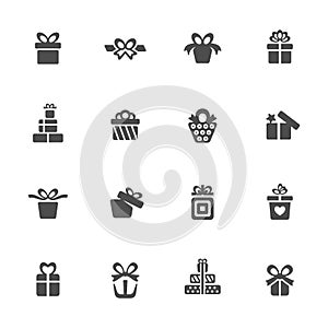 Caja de regalo conjunto compuesto por iconos 