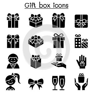Gift box icon set Vector illustration