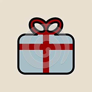 Gift box icon simple flat style Christmas symbol