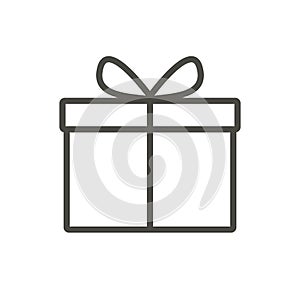 Gift box icon vector. Line present symbol. photo