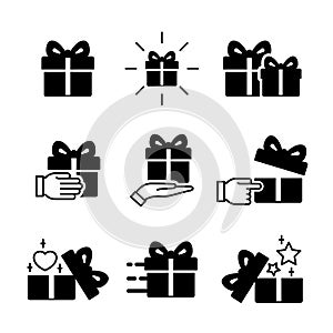 Gift box icons collection isolated on white vector image