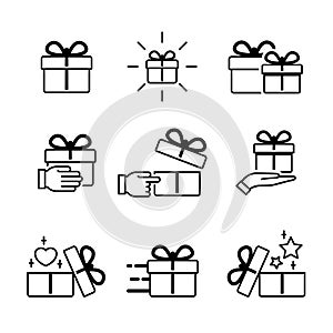 Gift box icons collection isolated on white vector image