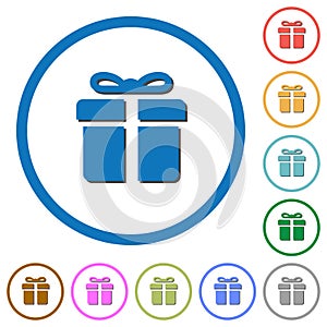 Gift box icons with shadows and outlines