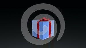 Gift box jiggling to release a virtual product, loop, against black, stock footage