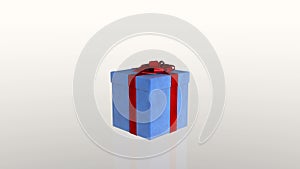 Gift box jiggling to release a virtual product, loop, against white, stock footage