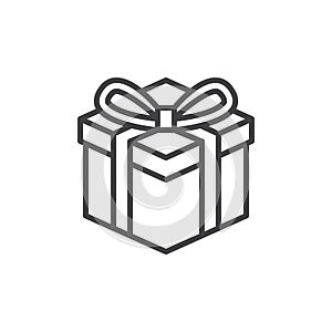 Gift box line icon, outline vector sign, linear style pictogram isolated on white