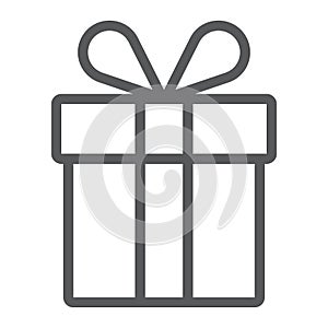 Gift box line icon, present and holiday, package