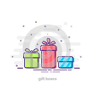 Gift box in mbe style illustration. Vector holiday design element.