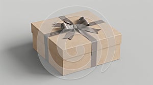 Gift Box Mockup with Bow Mockup. Creative realistic minimal banner