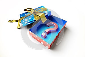Gift box open revealing as content, a big question