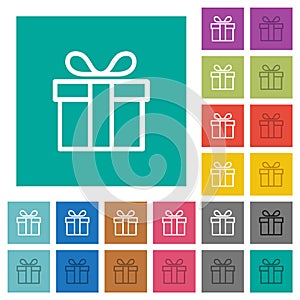 Gift box outline square flat multi colored icons