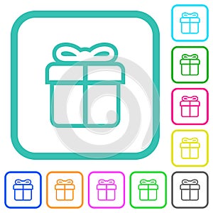 Gift box outline vivid colored flat icons