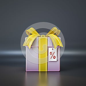 Gift box with percent price tag