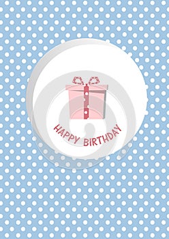 Gift box on pink dot backgrounds,Birthday card, illustrations