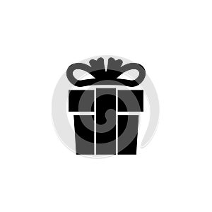 Gift Box, Present Package, Surprise. Flat Vector Icon illustration. Simple black symbol on white background. Gift Box, Present