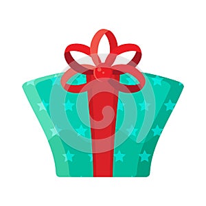 Gift box, present in vector. Gift in flat style on white background. Happy new year decoration. Collection for Birthday, Christmas