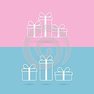 Gift box present vector icon set, greeting surprise design element for birthday, holiday, christmas, easter