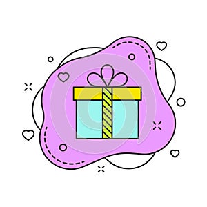 Gift box on purple fluid bubble shape