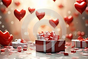 gift box with red heart gift box with red hearts gift box with heartgift, box, ribbon, bow, birthday, holiday, valentine,