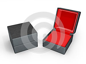 Gift box with red material inside on white background 3d illustration
