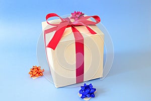 Gift box with red ribbon