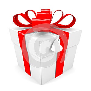 Gift box with red ribbon bow