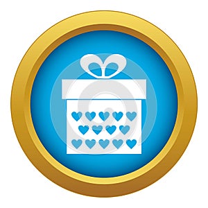 Gift box with ribbon bow icon blue vector isolated