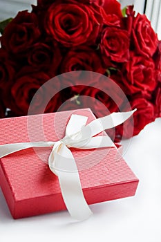 Gift box and roses