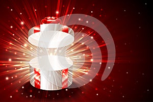 Gift Box Round Open Explosion Firework Shine Background Christmas Red