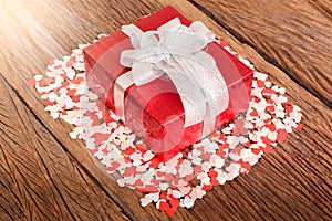 Gift box with small hearts