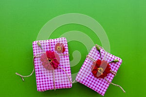 Gift box for special in christmas and new year festival day with flowers