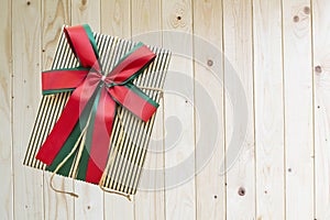 gift box for special in christmas and new year festival day on wooden