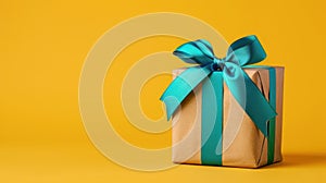The Gift Box with Teal Ribbon.AI generated image