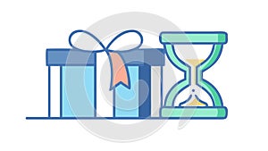 Gift Box with Timer Icon, Countdown Present, vector design Generative AI