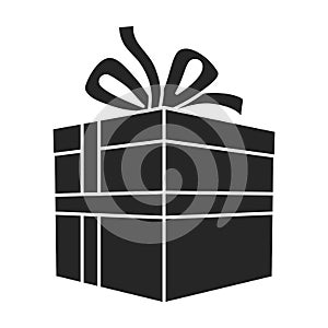 Gift box vector icon.Black vector icon isolated on white background gift box .