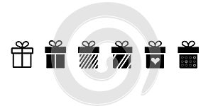 Vector black gift icon set on white