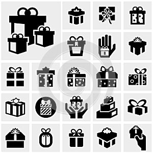 Gift box vector icons set on gray