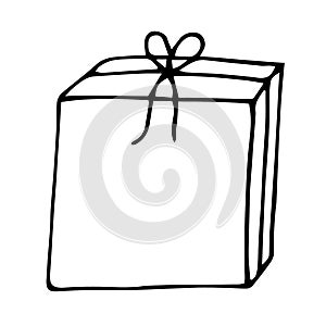 Gift box vector illustration, hand drawing doodle