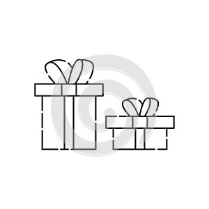 Gift box Vector outline illustration isolated on white background